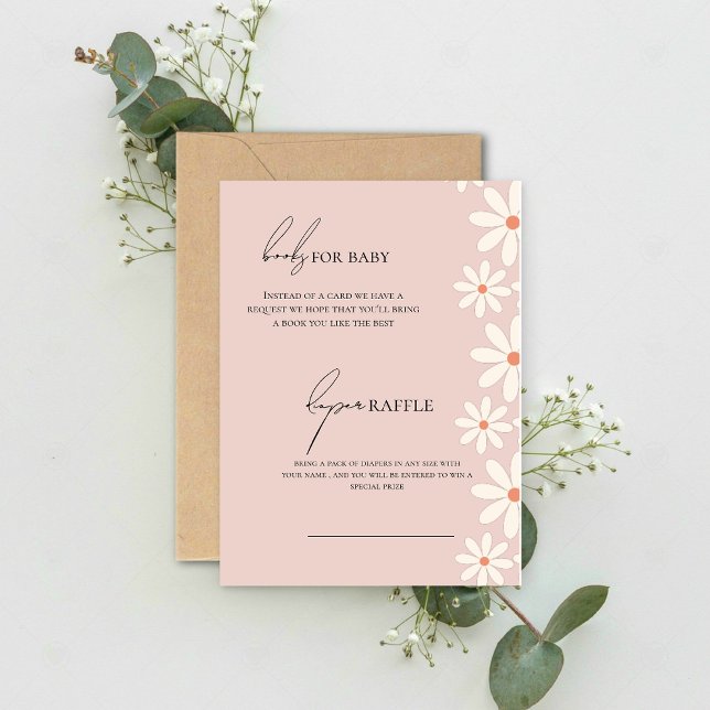 Pink Daisy books and diapers for Baby Shower  RSVP Card (Creator Uploaded)