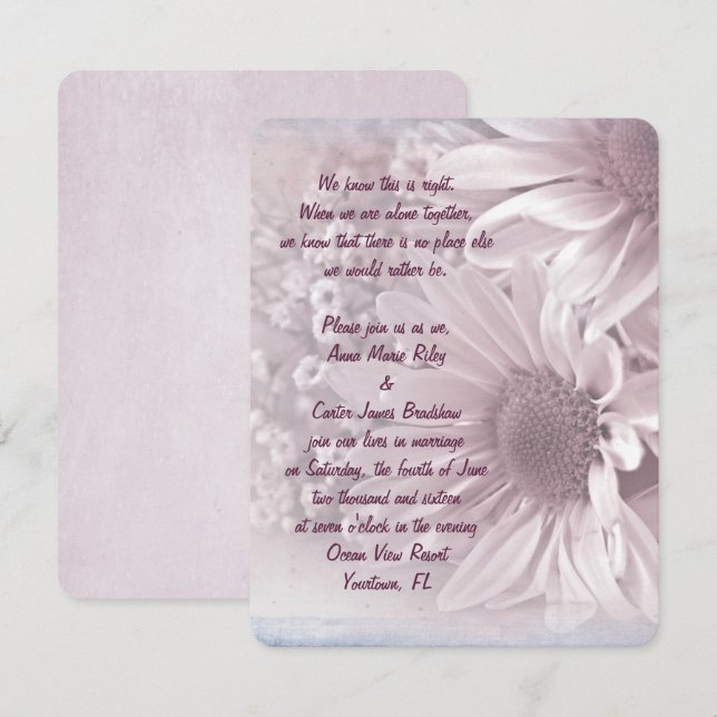 Pink Daisy Bouquet Invitation (Front/Back)