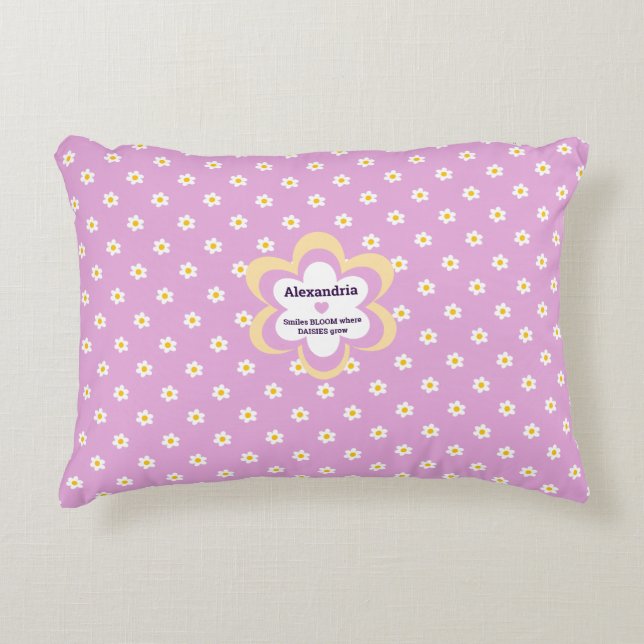 Pink Daisy-Chain Rectangle  Decorative Cushion (Front)
