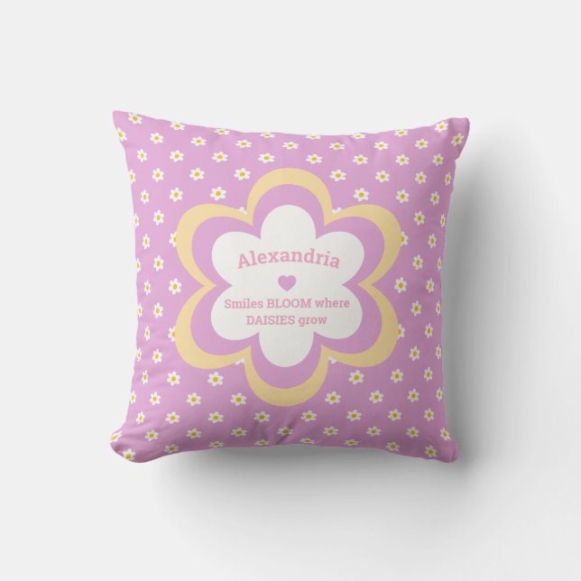 Pink Daisy-Chain Standard 16 x 16 Throw Pillow (Front)