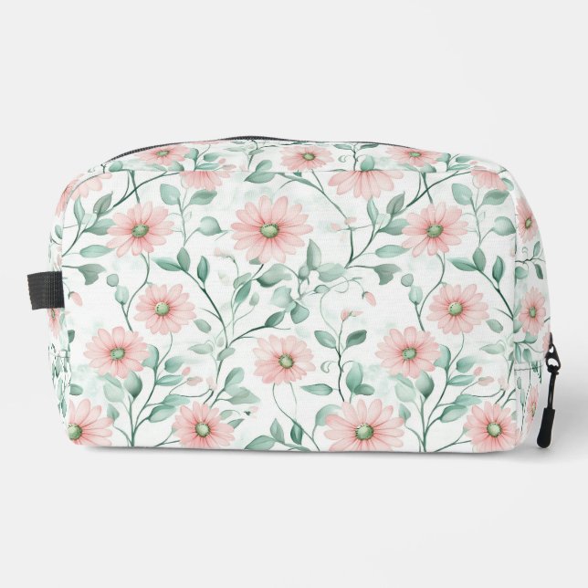 Pink Daisy Cosmetic Dopp Kit (Front)