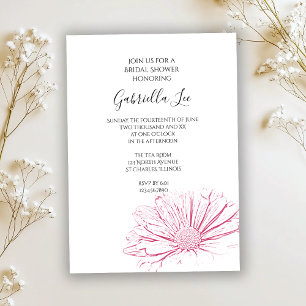 Pink Daisy Effect Floral Bridal Shower Invitation