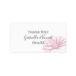 Pink Daisy Effect Wedding Thank You Favour Tags