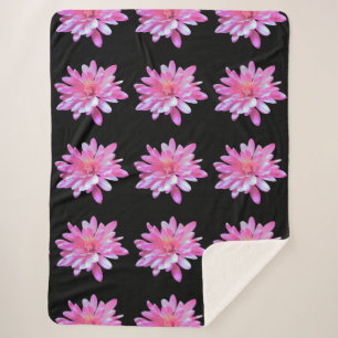 Pink daisy, floral photo sherpa blanket