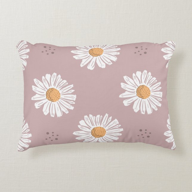 Pink Daisy: Floral Repeat Pattern. Decorative Cushion (Front)