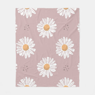 Pink Daisy: Floral Repeat Pattern. Fleece Blanket
