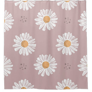 Pink Daisy: Floral Repeat Pattern. Shower Curtain