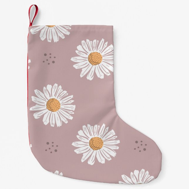 Pink Daisy: Floral Repeat Pattern. Small Christmas Stocking (Front)