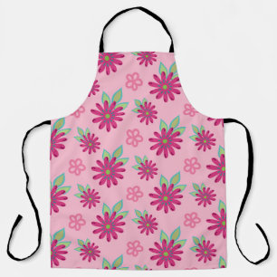 Pink daisy floral seamless patternart, beauty, blo apron