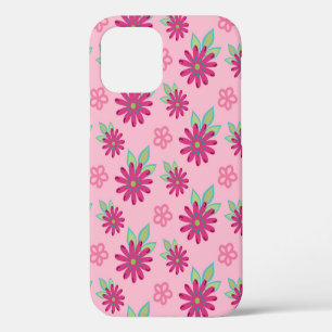 Pink daisy floral seamless patternart, beauty, blo iPhone 12 case