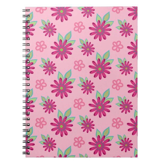 Pink daisy floral seamless patternart, beauty, blo notebook (Front)