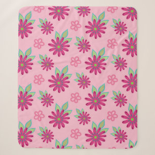 Pink daisy floral seamless patternart, beauty, blo sherpa blanket