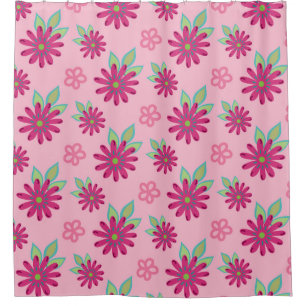 Pink daisy floral seamless patternart, beauty, blo shower curtain