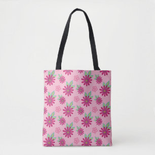Pink daisy floral seamless patternart, beauty, blo tote bag
