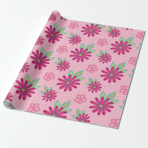 Pink daisy floral seamless patternart, beauty, blo wrapping paper