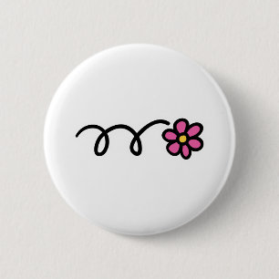 Pink daisy flower 6 cm round badge