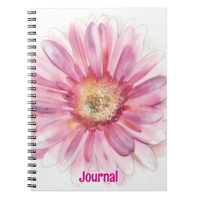 Pink Daisy Flower Art Personalise Journal (Front)
