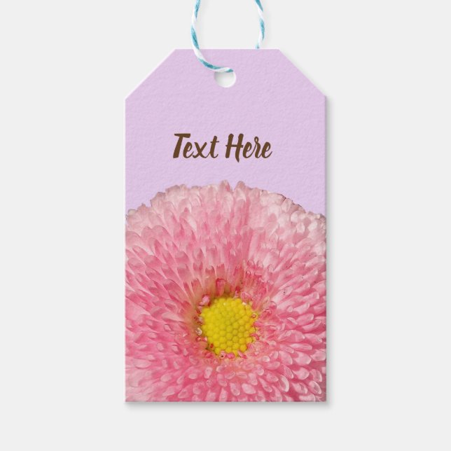 Pink Daisy  Flower  Custom Photo  Gift Tag (Front)
