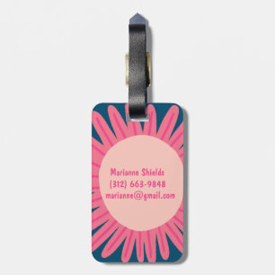 Pink Daisy Flower CUSTOMIZED INITIALS Luggage Tag