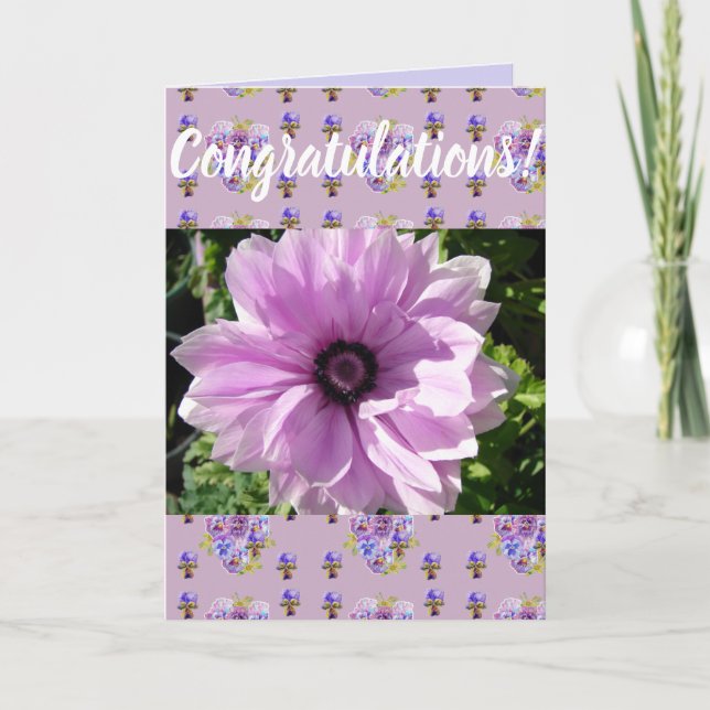 Pink Daisy Flower Floral Conrgatulations art Card (Front)