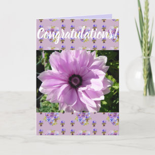 Pink Daisy Flower Floral Conrgatulations art Card