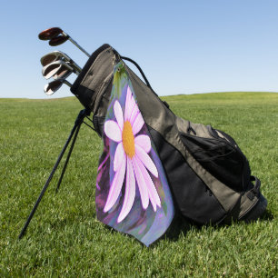 Pink Daisy Flower Golf Towel
