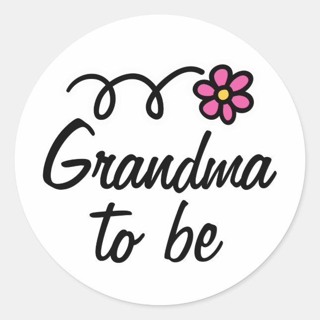 Pink daisy flower grandma to be sticker (Front)