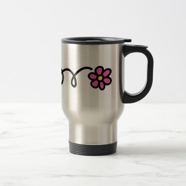 Pink daisy flower travel mug (Right)