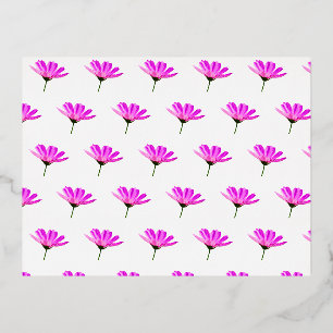 Pink Daisy Foil Holiday Postcard