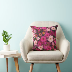 Pink Daisy Garden - Bright Floral Decor Cushion