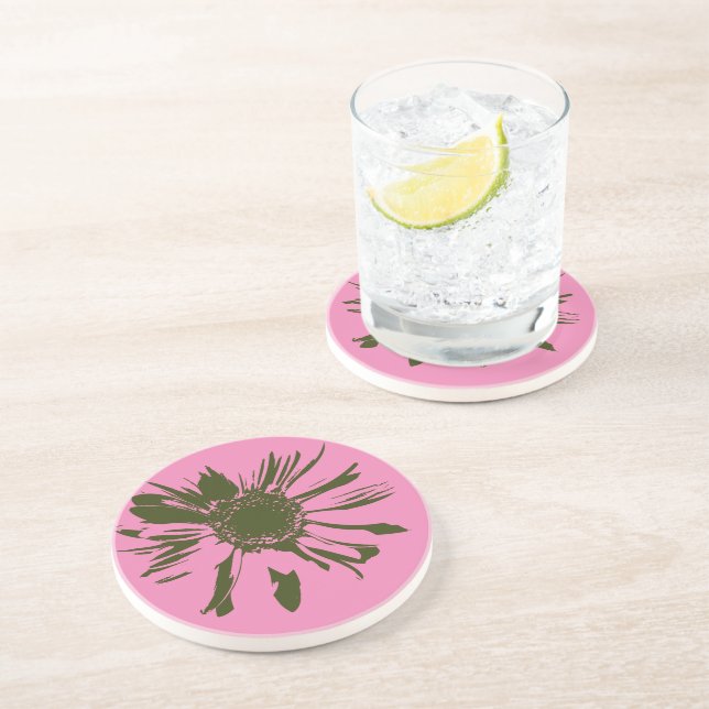 Pink Daisy Gerbera Flower Coaster (Side)