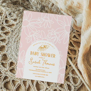 Pink Daisy Girl Baby Shower Invitation