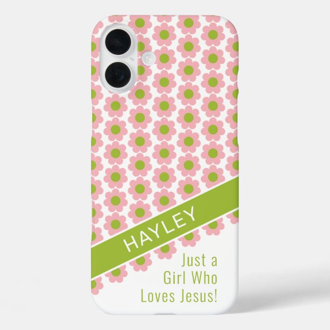 Pink Daisy Girl Who Loves Jesus Case-Mate iPhone Case (Back)