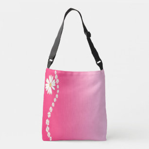 Pink Daisy Gradient Floral Aesthetic Design Crossbody Bag
