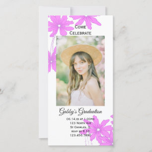 Pink Daisy Graduation Party Invitation Photo Card