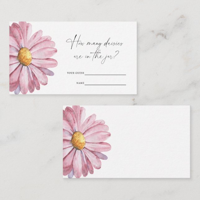 Pink Daisy - Guess how many daisies game Enclosure Card (Front/Back)