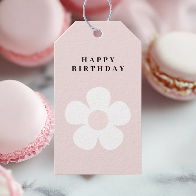 Pink Daisy Happy Birthday  Gift Tags (Creator Uploaded)