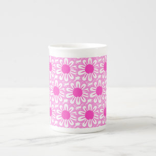 Pink Daisy Illustration Bone China Mug