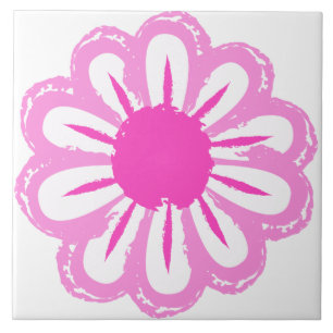 Pink Daisy Illustration Tile