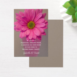 Pink Daisy in Vase Wedding Charity Favour Card