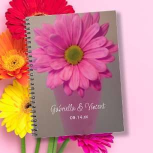 Pink Daisy in Vase Wedding Notebook