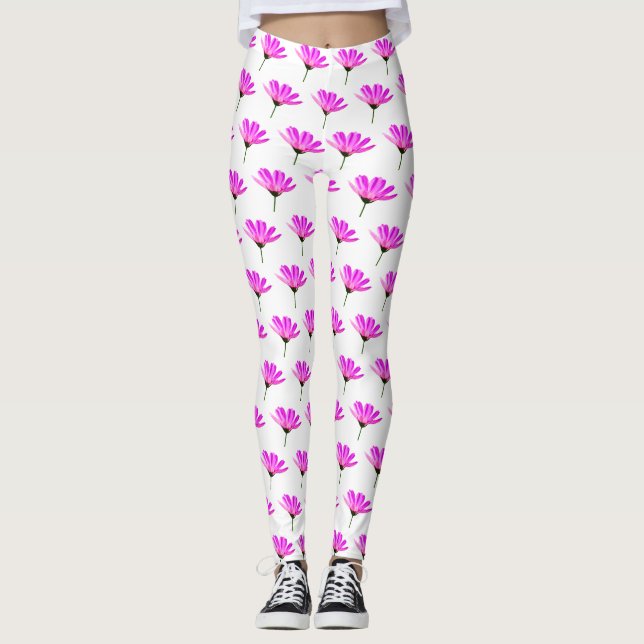 Pink Daisy  Leggings (Front)