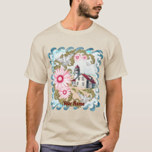 Pink Daisy Lighthouse  T-Shirt