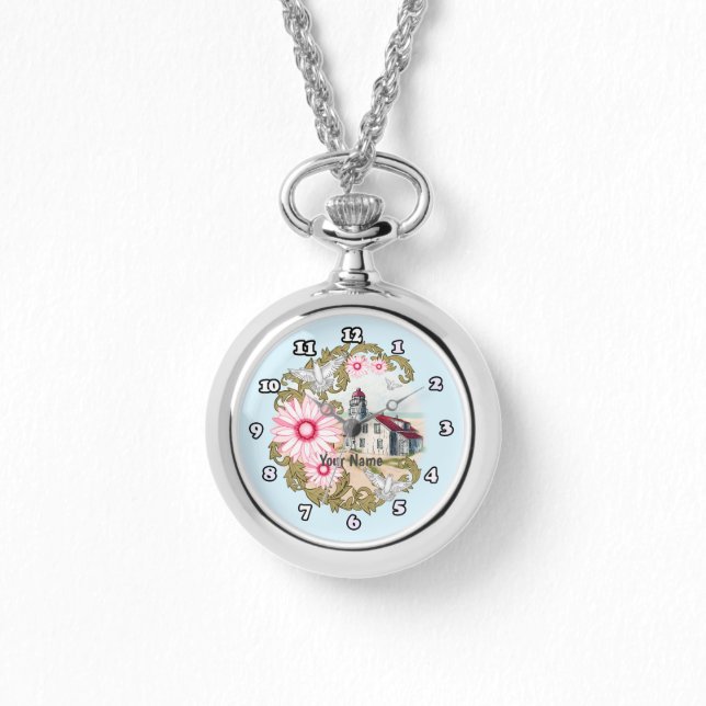 Pink Daisy Lighthouse Watch (Front)