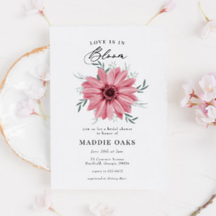Pink Daisy "Love is in Bloom" Bridal Shower Invitation