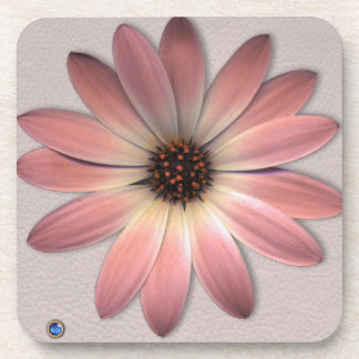 Pink Daisy - Mink Leather Texture Image Background Coaster