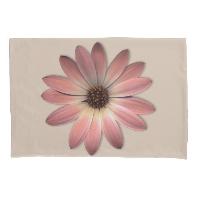 Pink Daisy - Mink Leather Texture Image Background Pillowcase (Front)