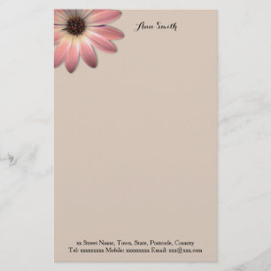 Pink Daisy - Mink Leather Texture Image Background Stationery