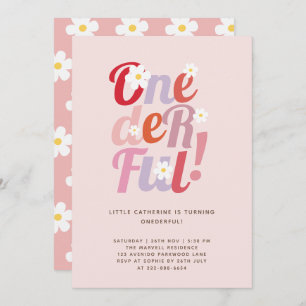 Pink Daisy ONEderful 1st Birthday Invitation
