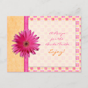 Pink Daisy Orange Recipe Card for the Bride to Be